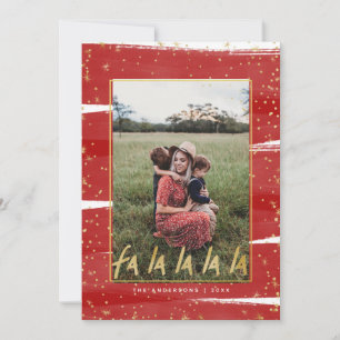 Red & Gold Fa La La La La Snowy Holiday Christmas