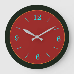 Red/Gold Face with Aqua Numerals Wall Clock