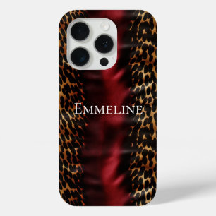 Red Gold Faux Southwest Cowgirl Cowhide iPhone 15 Pro Case