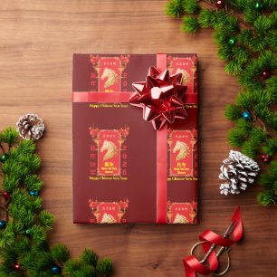 Red & Gold Festive Chinese Year of the Horse Wrapping Paper
