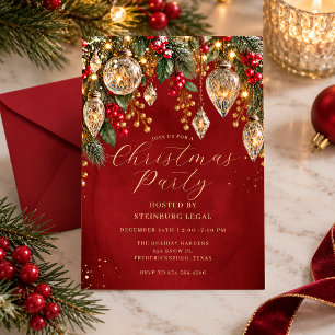 Red Gold Festive Crystal Glass Ornament Christmas