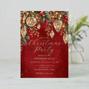 Red Gold Festive Crystal Glass Ornament Christmas