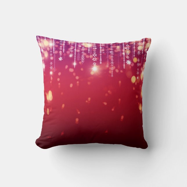 Red & Gold Festive Lights Pillow (Front)