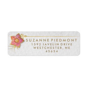 Red & Gold Floral Elegant Return Address Labels