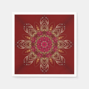 Red Gold Floral Holiday Napkin