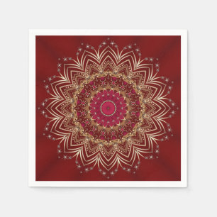 Red Gold Floral Holiday Napkin