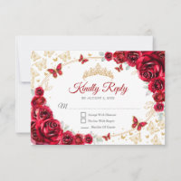 Red Gold Floral Quinceanera Reply
