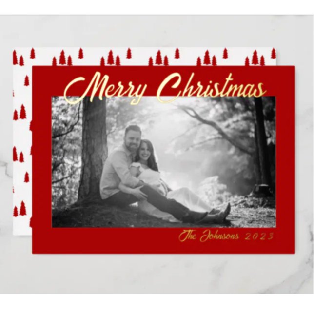 Red Gold Foil Christmas Tree Pattern Card (Creator Uploaded)