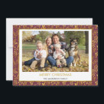 Red - Gold Foil Leaf Merry Christmas Family Photo Holiday Card<br><div class="desc">Red - Gold Foil Leaf Simple and Modern Merry Christmas Photo Card. The picture and family name can be replaced on this simple and elegant Christmas Family Photo Card.</div>