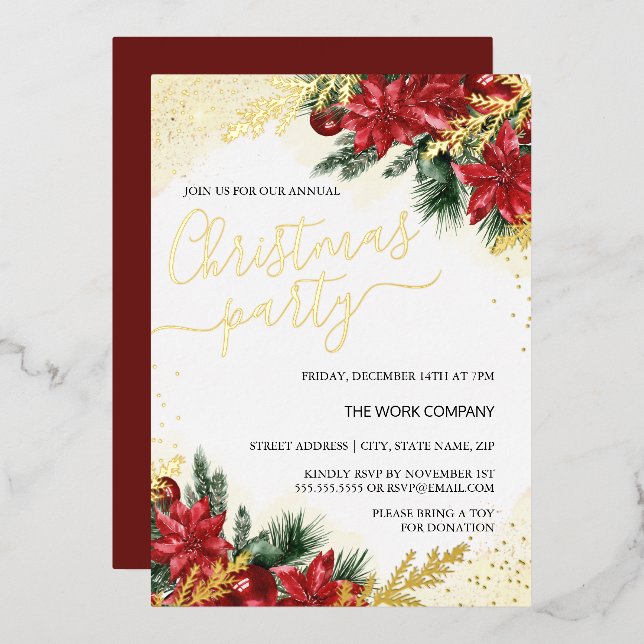Red Gold Foliage Corporate Christmas Party  (Front/Back)