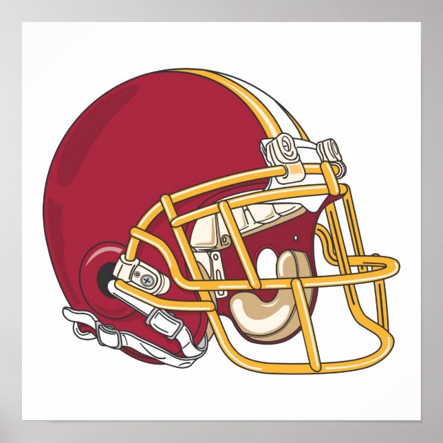 Red & Gold Football Helmet Poster (Front)