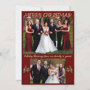 Red & Gold Formal Style Photo Christmas Card