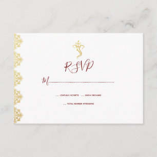 Red & Gold Ganesha and Mehndi Indian RSVP