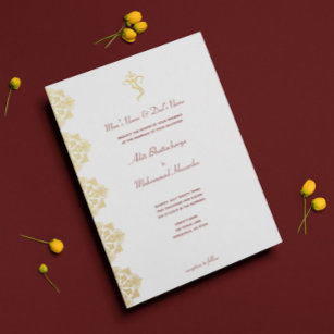 Red & Gold Ganesha and Mehndi Indian Wedding Invitation