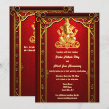 Red gold ganesha indian hindi hindu wedding