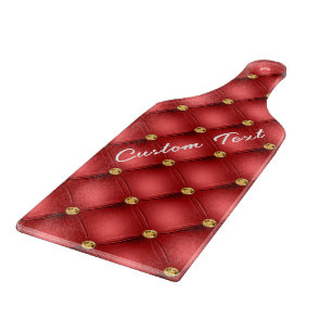 Red Gold Gemstone Cutting Board with Custom Text