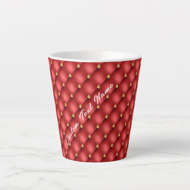 Red Gold Gemstone Latte Mug with Custom Text (Front)