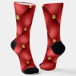 Red Gold Gemstone Socks