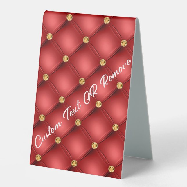 Red Gold Gemstone Table Tent with Custom Text (Front)