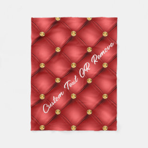 Red Gold Gemstone Tuft Fleece Blanket Custom Text