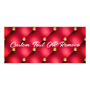 Red Gold Gemstone Tufted Rack Card and Custom Text
