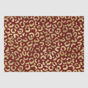 Red Gold Glam Leopard Print Tissue Paper