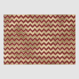 Red Gold Glam Zigzag Stripes Christmas Tissue Paper