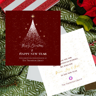 Red Gold Glitter Christmas New Year Corporate Card
