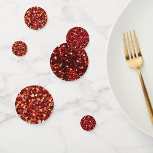 Red Gold Glitter Hearts Confetti