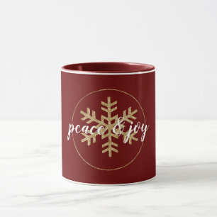 Red Gold Glitter Snowflake Mug