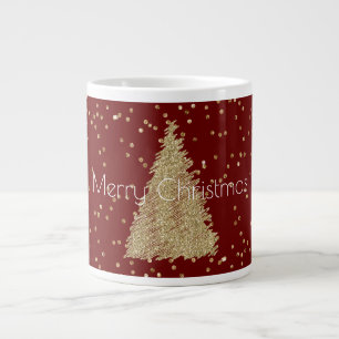 Red Gold Glitter Sparkle Christmas Tree    Large Coffee Mug