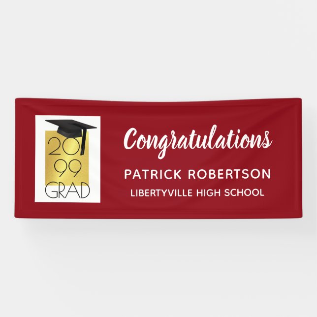 Red & Gold GRAD | Editable Colour | Graduation Banner (Horizontal)