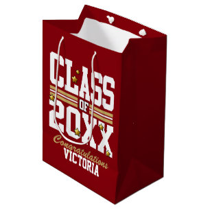 Red Gold Graduating Class Year Medium Gift Bag