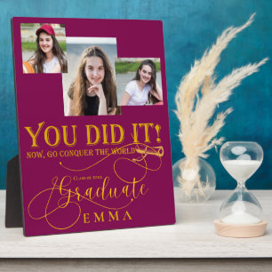 Red Gold Graduation Multi Photo Keepsake Gift Plaque