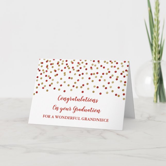 Red Gold Grandniece Congratulations Graduation Card (Front)