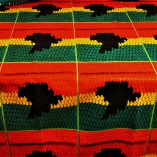 Red Gold Green Black Africa Map Crochet Print on Sherpa Blanket (Creator Uploaded)