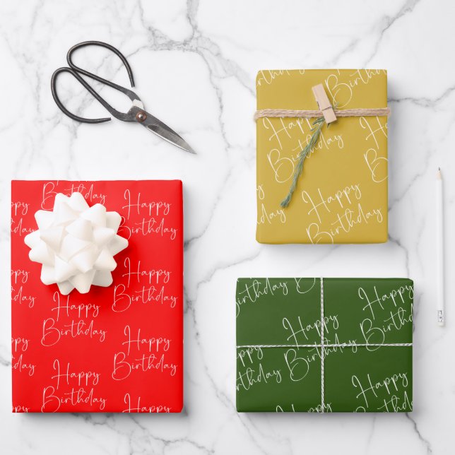 Red Gold Green Christmas Birthday Wrapping Paper S (Front)