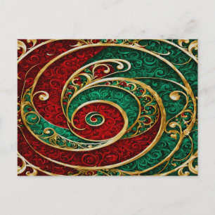 Red Gold Green Christmas Holiday Postcard