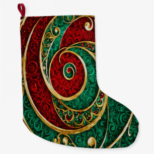 Red Gold Green Christmas Holiday Stocking