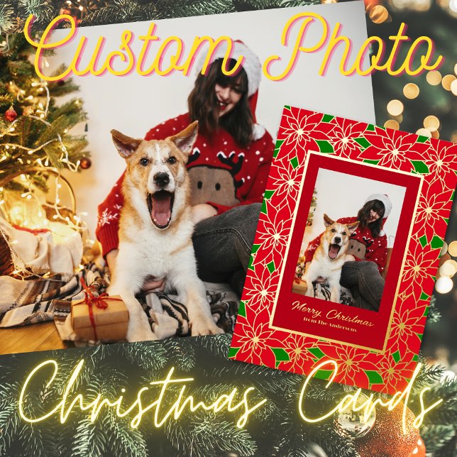 Red Gold Green Custom Family Merry Christmas Foil Holiday Card (Creator Uploaded)