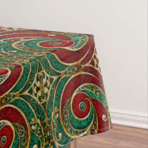 Red Gold Green Holiday Tablecloth