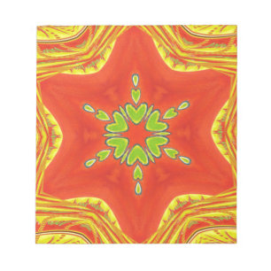 Red Gold Green Mandala Art Print Notepad