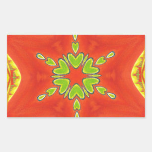 Red Gold Green Mandala Art Print Rectangular Sticker