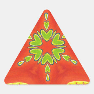 Red Gold Green Mandala Art Print Triangle Sticker