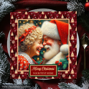 Red Gold Green Napkins Christmas Mr. & Mrs. Claus