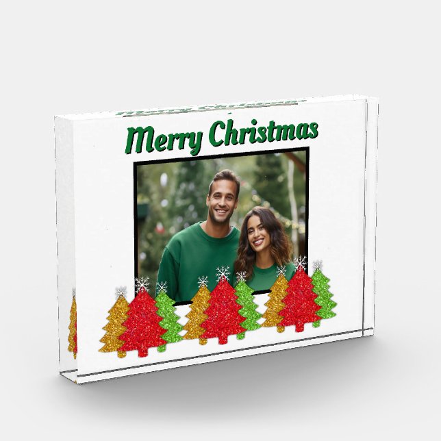 Red Gold green sparkle Christmas photo template (Left)