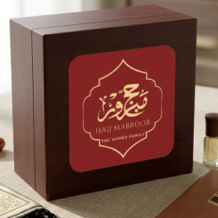 Red Gold Hajj Mabroor Sticker Personalised Favour