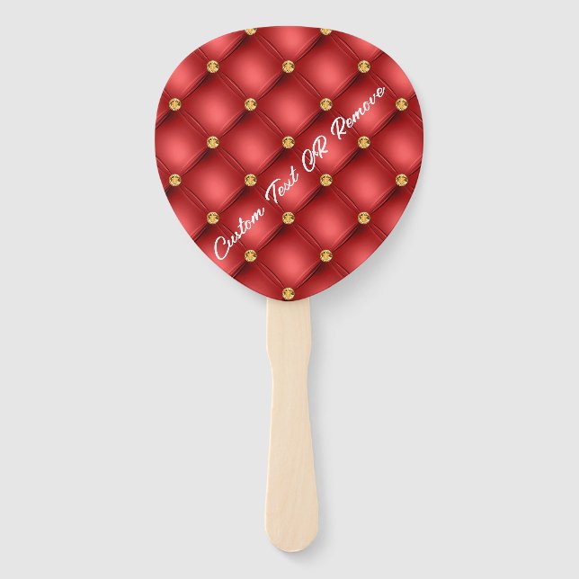 Red Gold Hand Fans with Custom Text (Front)