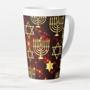 Red & Gold Hanukkah Menorah Latte Mug