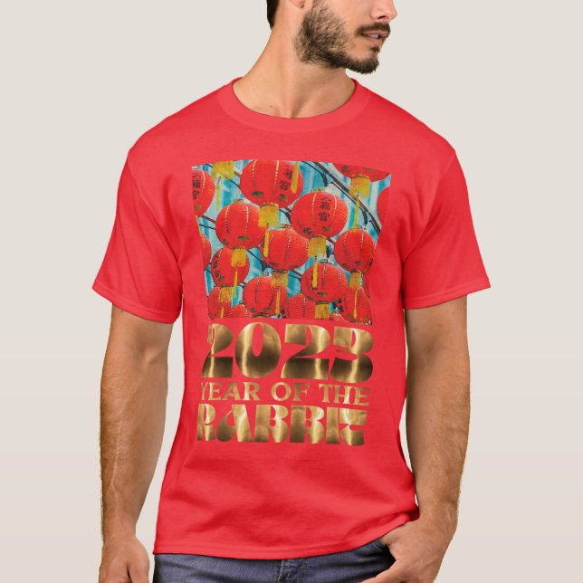 Red Gold Happy Chinese New Year 2023 Rabbit T-Shirt (Front)